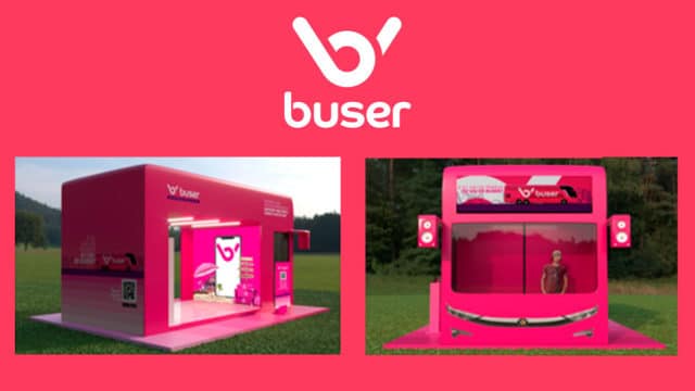 A foto apresenta a Experiência Buser, que comemora o Aniversário de São Paulo.