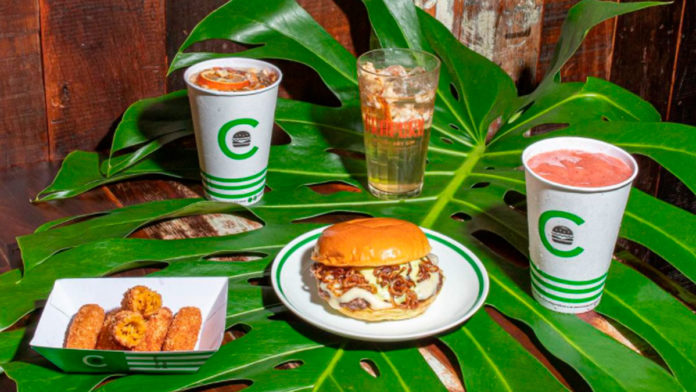 A foto apresenta o novo cardápio com trocadilhos do Cabana Burger.