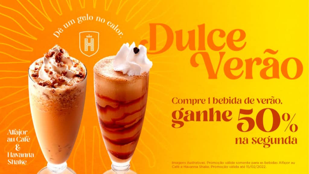 A foto apresenta o cardápio de verão e a nova promoção da Havanna.