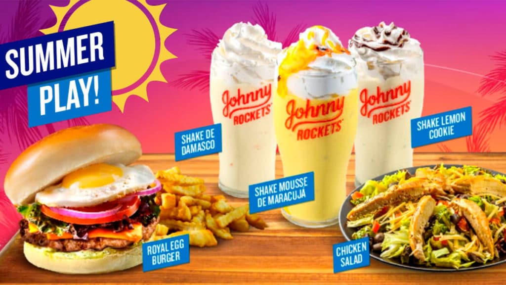 A foto apresenta o novo cardápio de verão do Johnny Rockets.