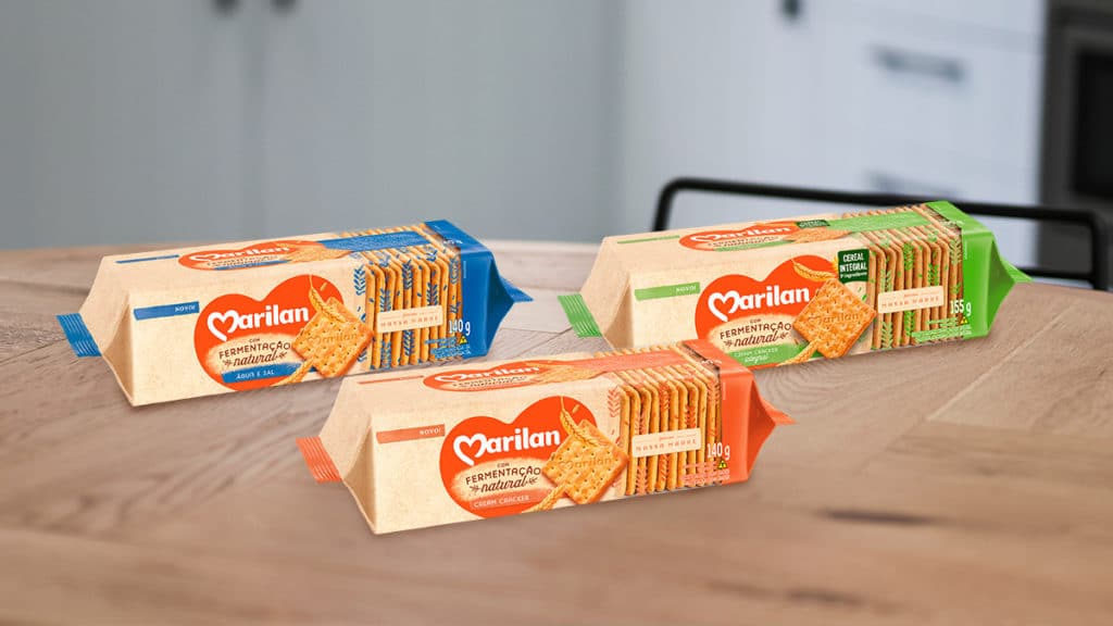 marilan-biscoitos-fermentacao-natural A foto apresenta os novos biscoitos salgados da Marilan, que são feitos com fermentação natural.