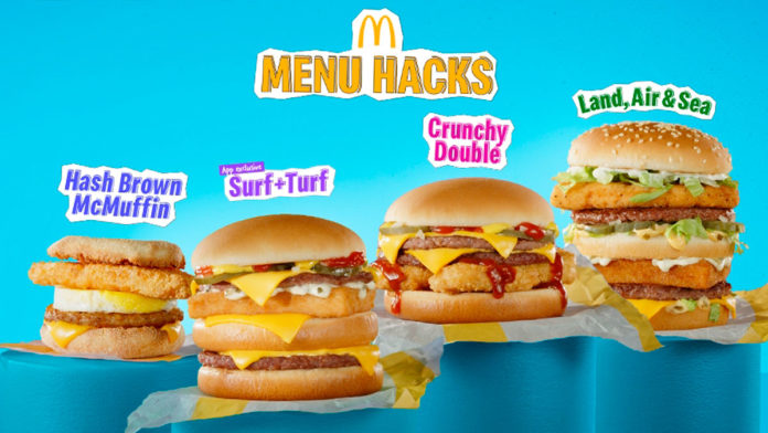 A foto apresenta o novo Menu Hacks do McDonald's.