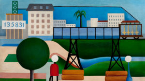 A foto apresenta uma das obras da mostra de 100 anos da Semana de Arte Moderna da Pinacoteca.