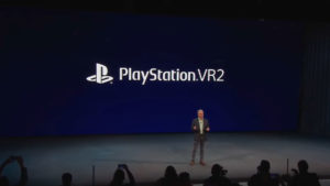 A foto mostra o evento de apresentação do PlayStation VR2.