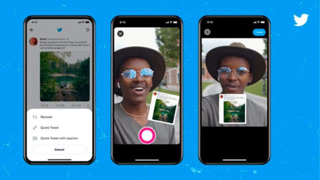 A foto mostra como será gravar uma reação em vídeo no Twitter.