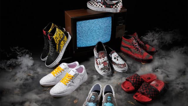 A foto apresenta os novos tênis da coleção de filmes de terror da Vans.