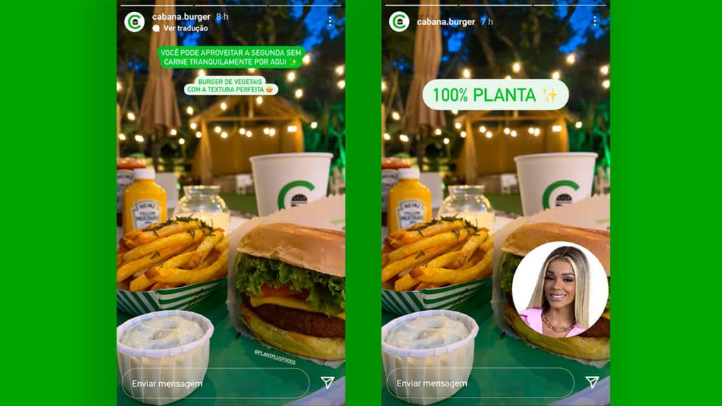 A foto apresenta o post do Cabana Burger sobre a Brunna Gonçalves ser planta no BBB22.
