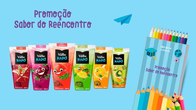 A foto apresenta a nova promoção de Del Valle Kapo, que irá distribuir caixas de lápis de cor.