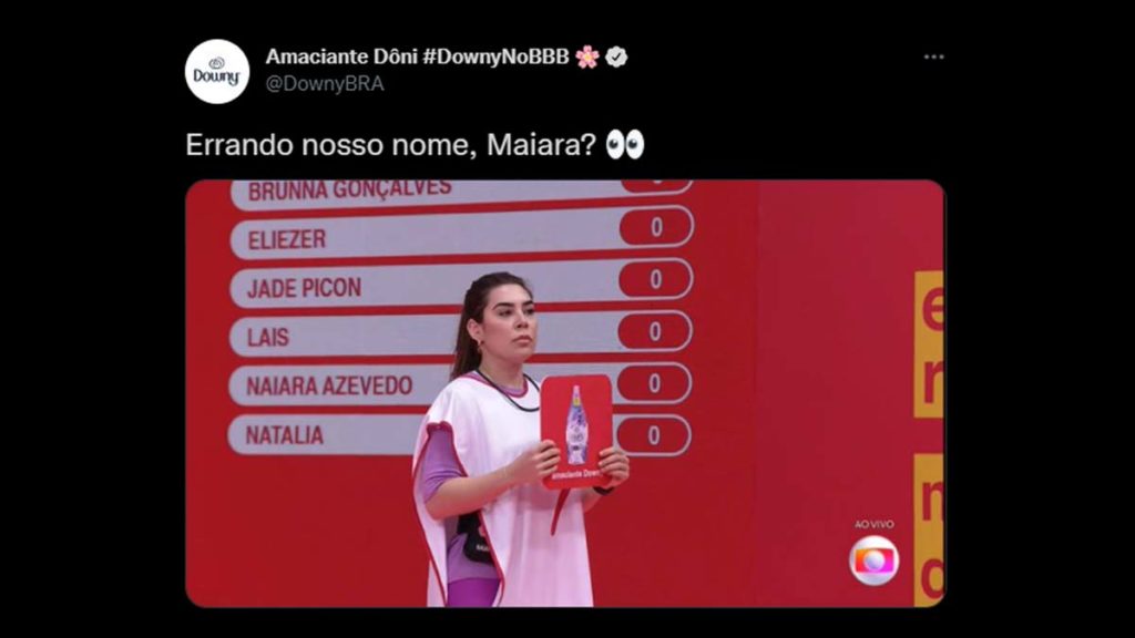Downy brinca com participante do BBB 22 que errou nome do produto