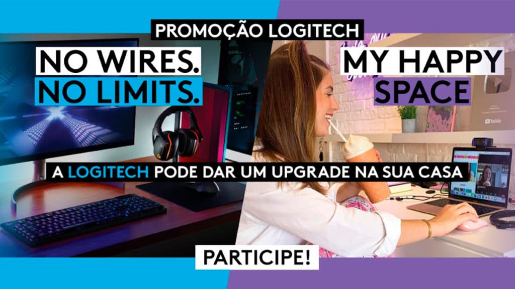 A foto apresenta a nova promoção da Logitech, que dará uma transformação de ambiente completa para 3 consumidores.