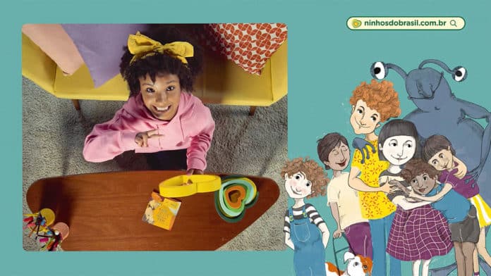 A foto apresenta a série Kids Review, que chega para divulgar os livros infantis de Ninho.