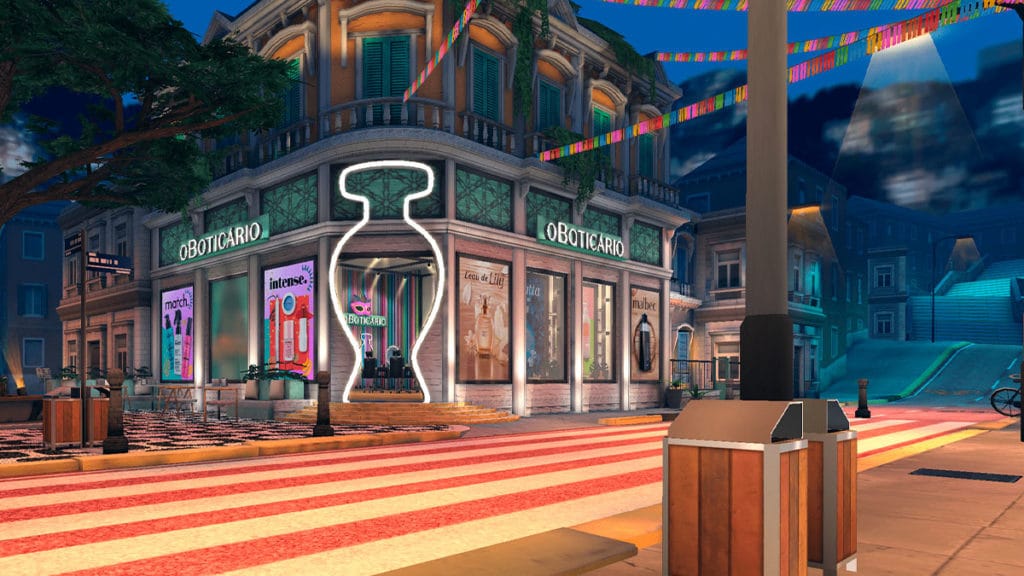 A foto apresenta a loja de O Boticário no Carnaval da Avakin Life.