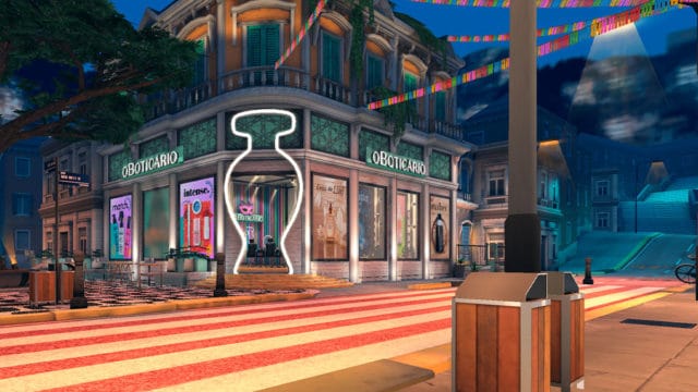 A foto apresenta a loja de O Boticário no Carnaval da Avakin Life.