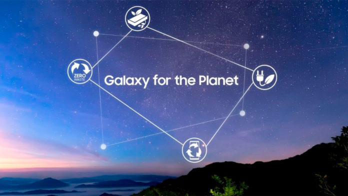 A foto apresenta o projeto Galaxy for the Planet da Samsung, que irá produzir novos celulares feitos a partir de redes de pesca recicladas.