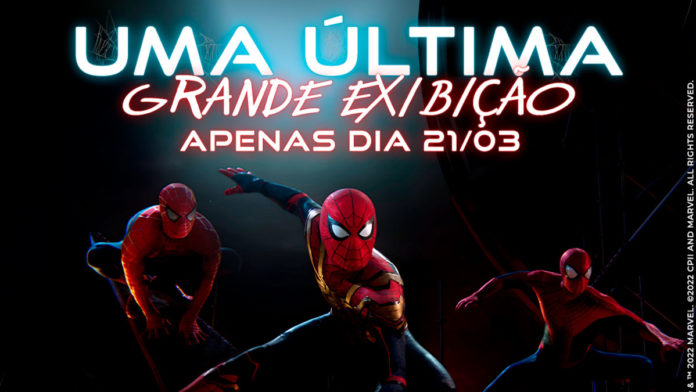 A foto apresenta o banner da última sessão de Homem-Aranha no Cinemark por R$ 10.