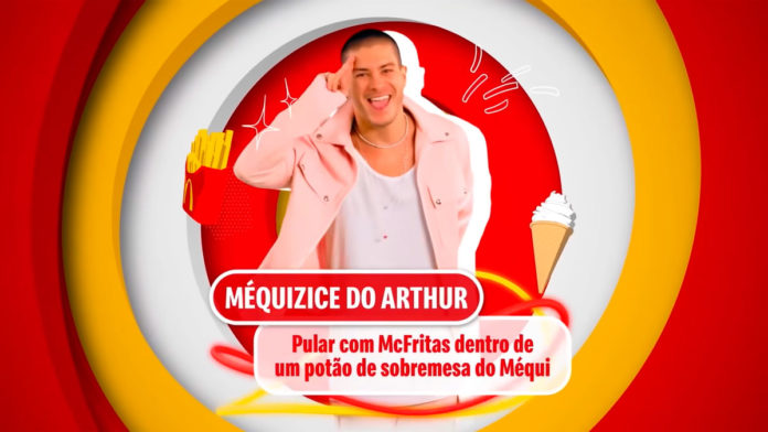 A foto apresenta a nova vinheta que o McDonald's lançou, com a Méquizice do Arthur Aguiar do BBB22.