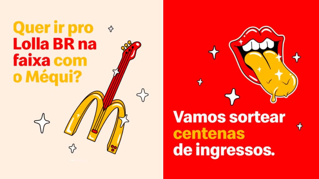 A foto apresenta o sorteio que o McDonald's está realizando em parceria com o Lollapalooza.