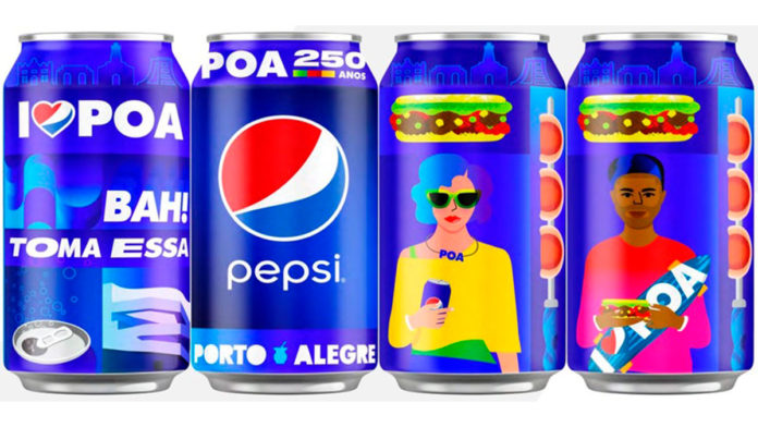 A foto apresenta a lata comemorativa de Pepsi para Porto Alegre.
