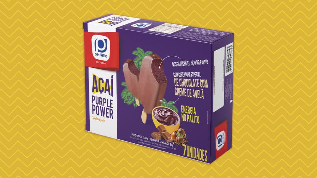 A foto apresenta o novo Açaí com Creme de Avelã da Perfetto.