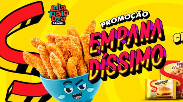 A foto apresenta a promoção da Sadia com o Lollapalooza, que dará um brinde personalizado para os consumidores.