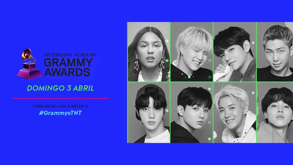 A foto apresenta o banner do 64ª edição do Grammy Awards na TNT.