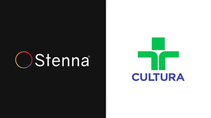 A foto apresenta os logos da Stenna e da TV Cultura, que estão em parceria para a expansão internacional da emissora.