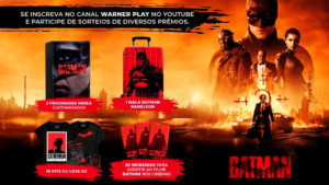 A foto apresenta a promoção da Warner Play que irá sortear um frigobar do Batman.