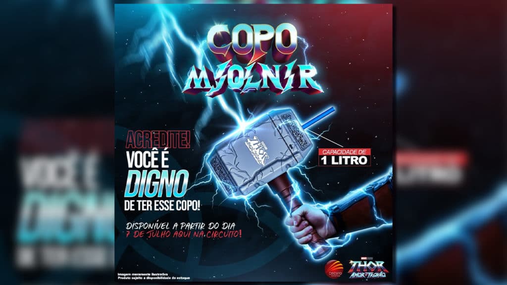 Circuito Cinemas anuncia "Martelo do Thor" como brinde para combo de Love and Thunder
