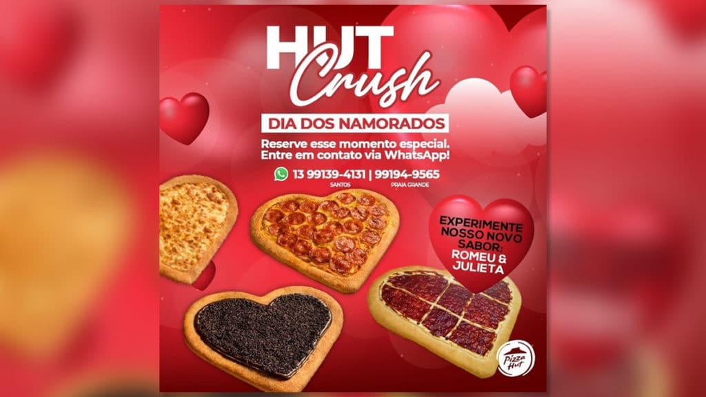 Pizza Hut traz pizza de "Romeu e Julieta" em formato de coração para Dia dos Namorados