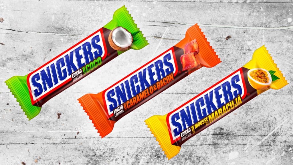 Snickers lança sabores inusitados Caramelo&Bacon, Mousse de Maracujá e Coco