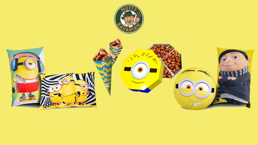 Nutty Bavarian traz embalagens e almofadas dos Minions
