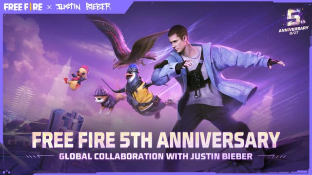 5º aniversário de Free Fire traz Justin Bieber e novos lançamentos 2