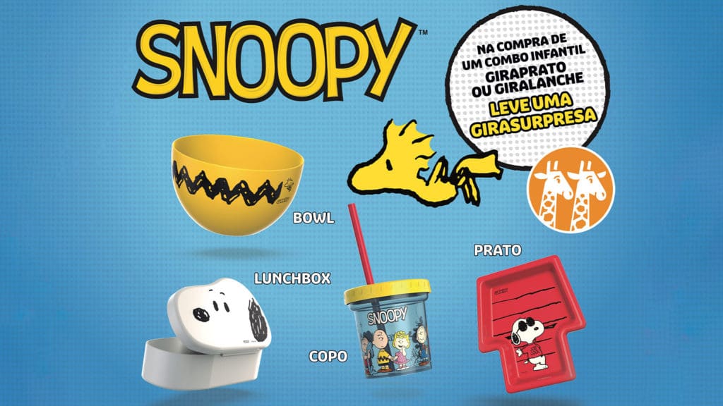 Giraffas-lança-brindes-de-Snoopy-e-sua=turma