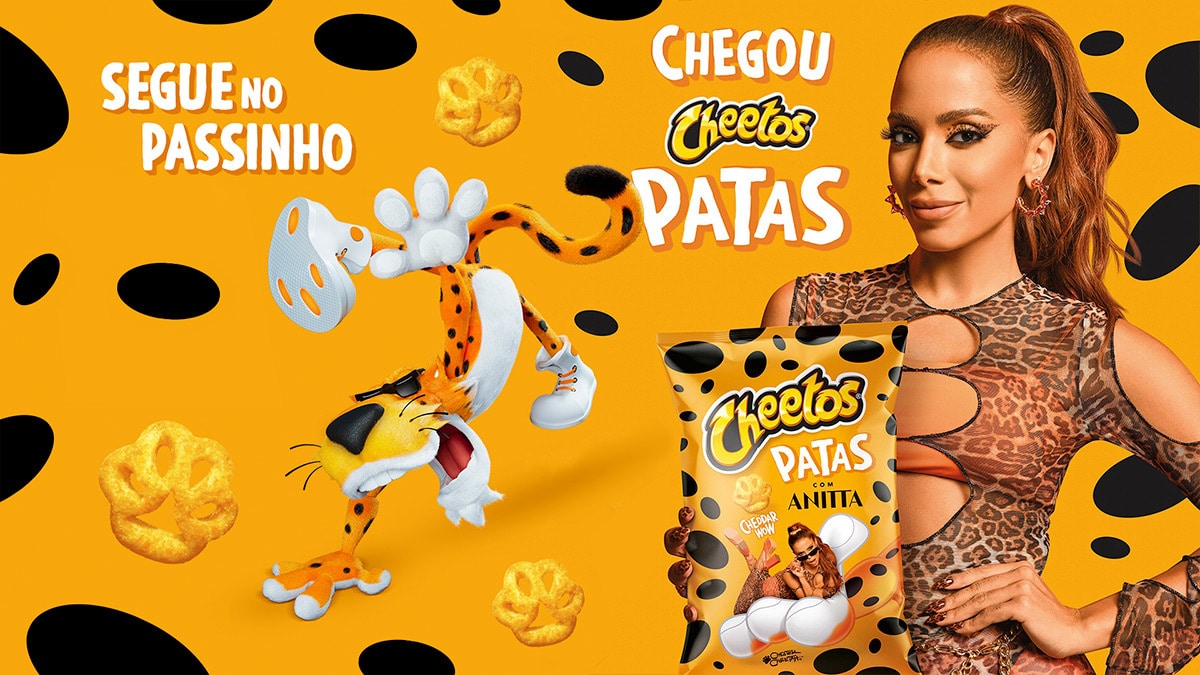 Ofertas de Salgadinho Cheetos Patas com Anitta Cheddar Wow 61g