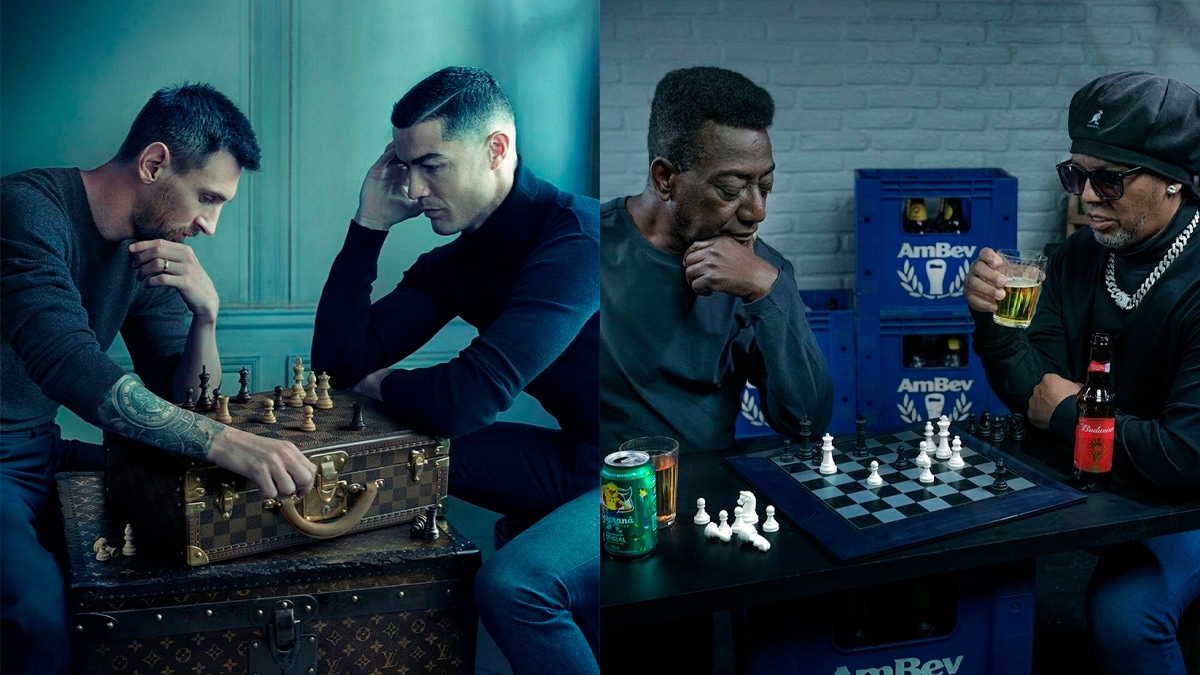 Messi e Cristiano Ronaldo jogam xadrez juntos em peça publicitária, Copa  do Mundo