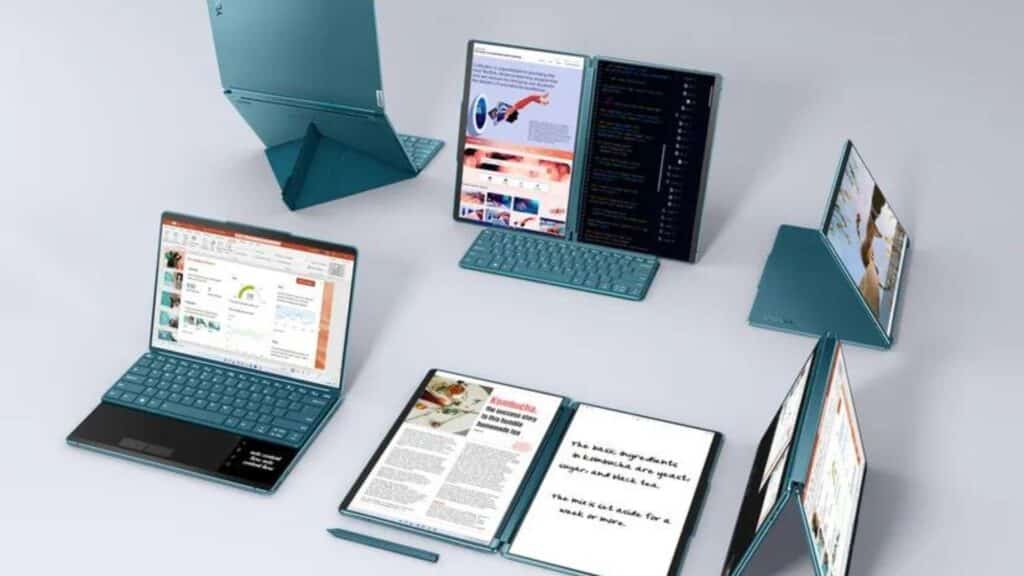 O novo laptop Yoga Book 9i da Lenovo tem uma segunda tela embutida