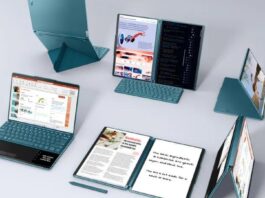 O novo laptop Yoga Book 9i da Lenovo tem uma segunda tela embutida