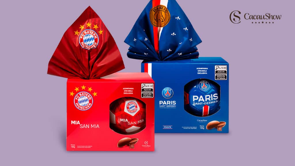 Cacau Show apresenta novos Ovos de Páscoa do PSG e Bayern