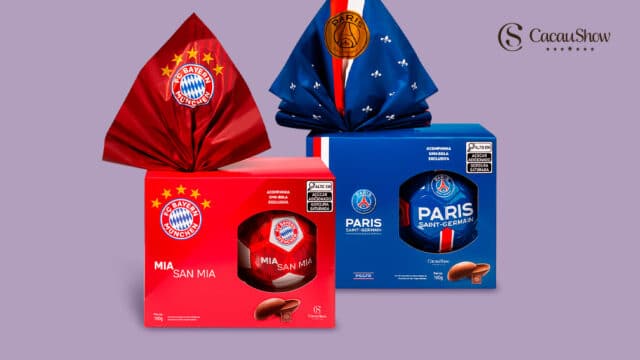 Cacau Show apresenta novos Ovos de Páscoa do PSG e Bayern
