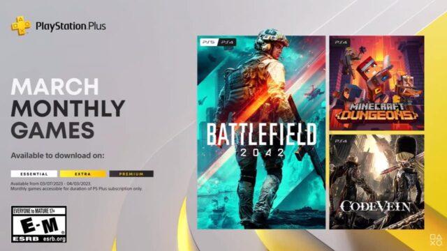 Jogos PlayStation Plus para março: Battlefield 2042, Minecraft Dungeons e Code Vein