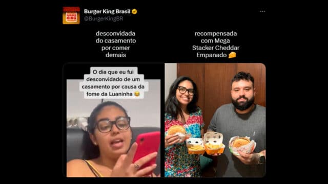 Burger King envia combo com casal que foi desconvidado de casamento