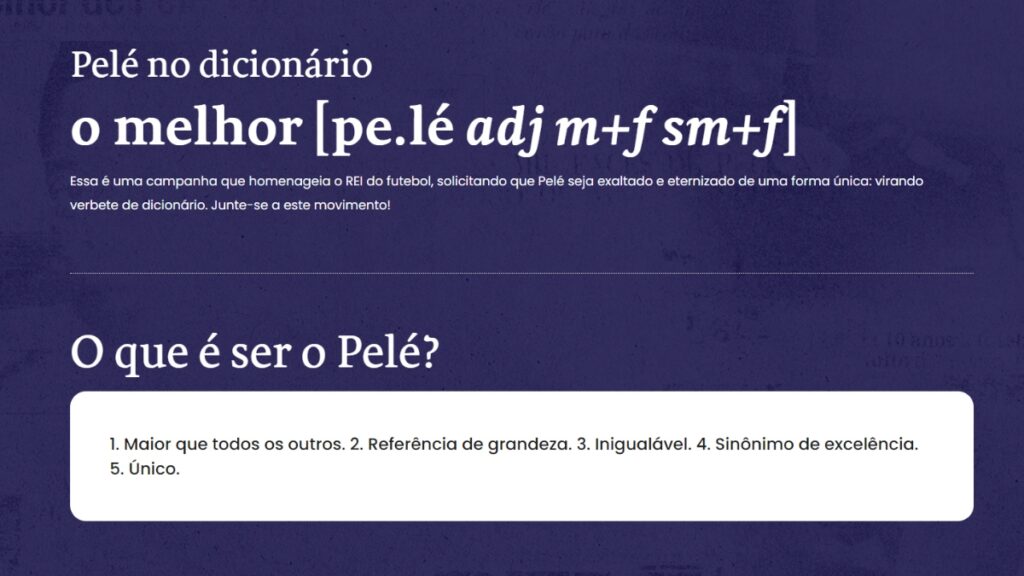 Oficial! Pelé é eternizado em dicionário 'Aquele que é fora do comum' - The  News 2 - News at your Doorstep