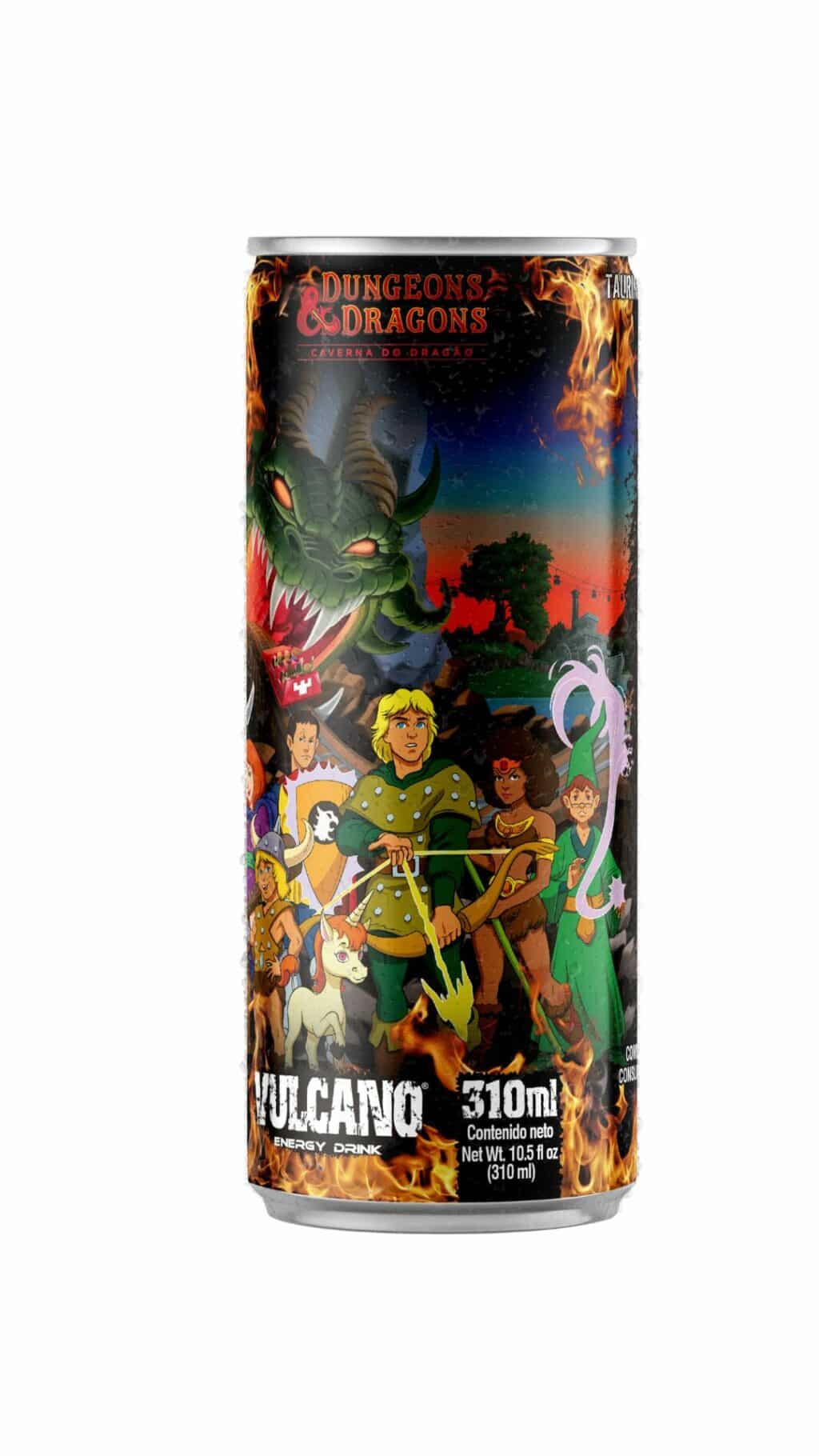 Vulcano Energy Drink lança embalagens temáticas de Caverna do Dragão