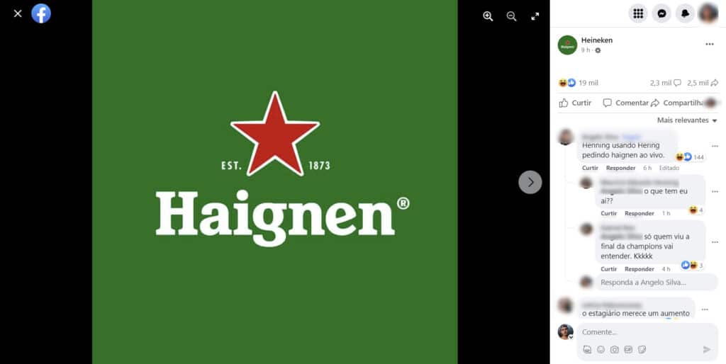 Heineken muda nome para Haignen após narrador errar durante partida da Champions League