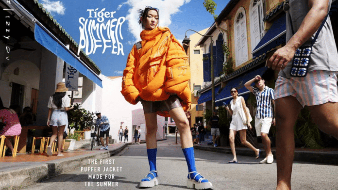 Tiger Summer Puffer: IZZY DU e Tiger Beer criam jaqueta que esfria bebida