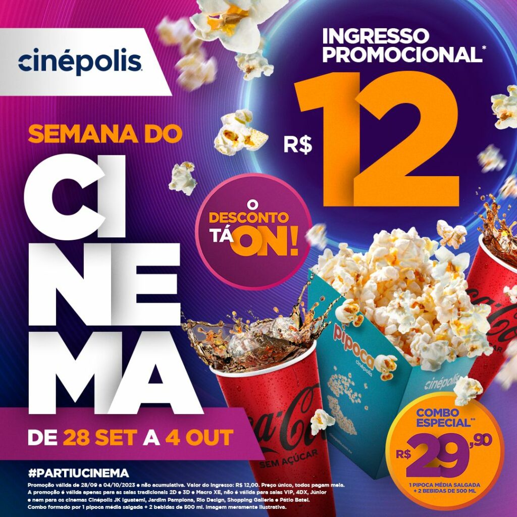 Cinépolis libera ingressos a R$ 12 na Semana do Cinema