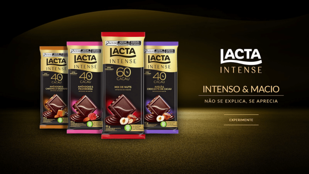 Lacta Intense apresenta novos visuais para suas embalagens