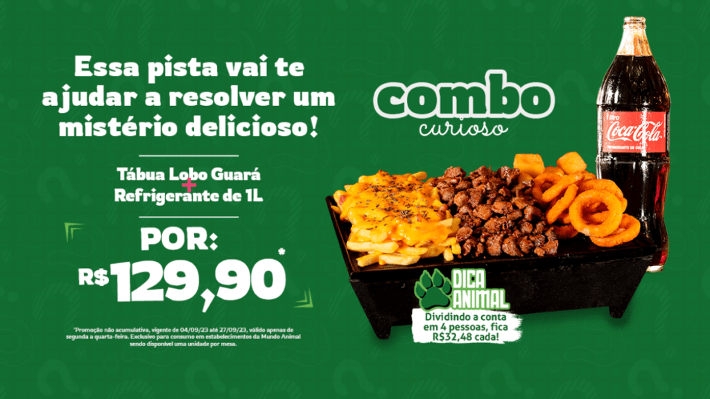 Mundo Animal promove jantar para quatro pessoas por R$ 129,90