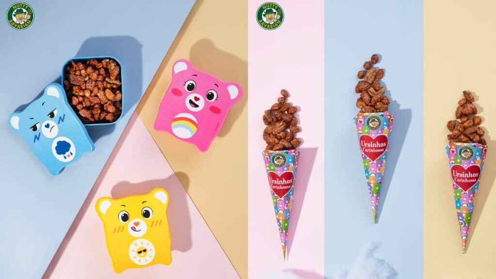 Nutty Bavarian traz embalagens e lunchbox dos Ursinhos Carinhosos