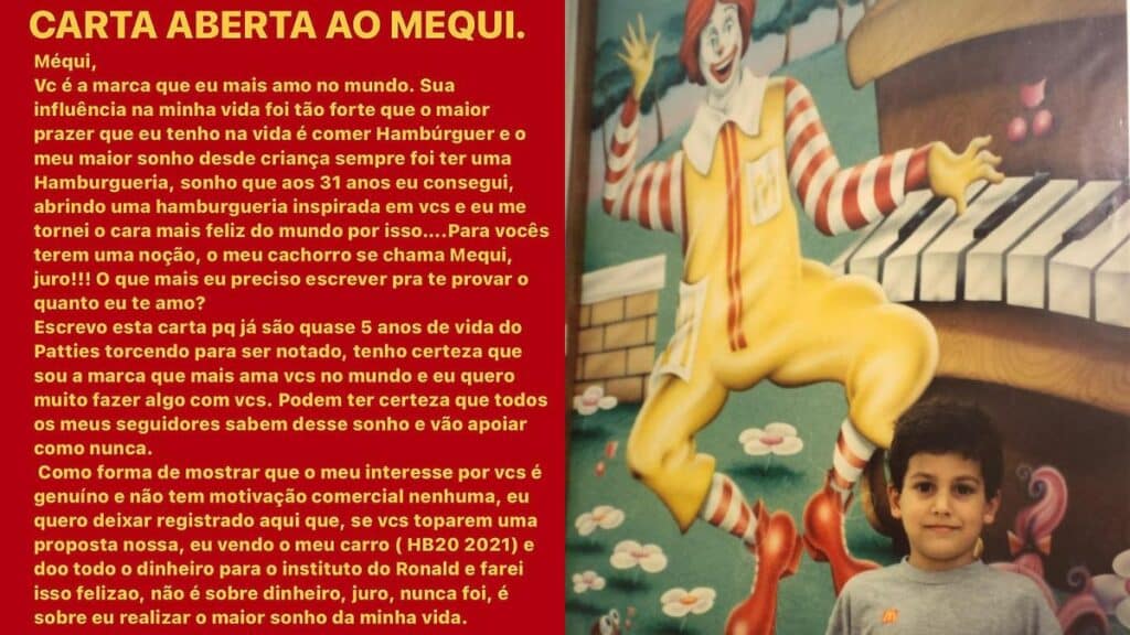 Patties posta carta aberta ao McDonald's